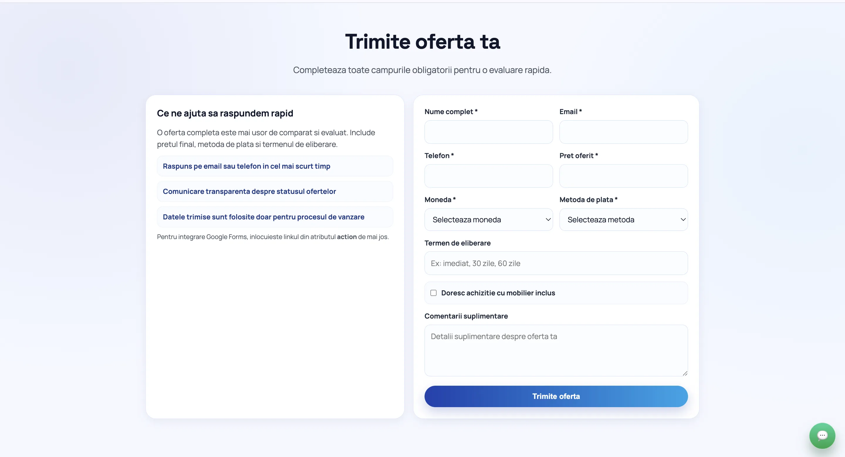 Hero template ofertare multipla pentru vanzare apartament